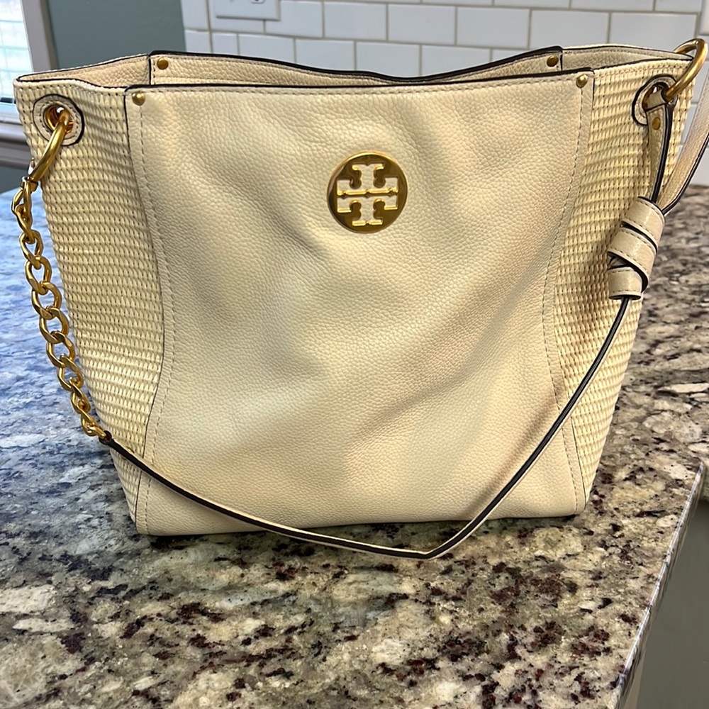Tory Burch off white cream shoulder bag